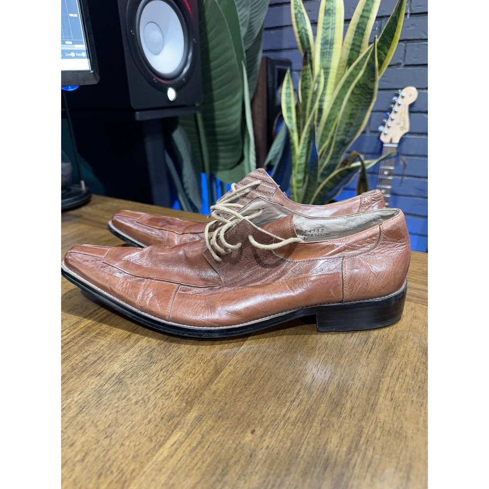 Giovanni Shoes Mens Size 10.5 Brown Leather Dress Square Toe Made In Italy